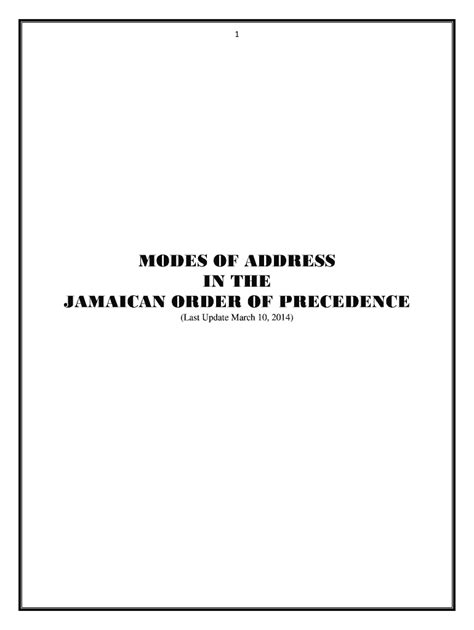 MODES OF ADDRESS IN THE JAMAICAN ORDER OF .